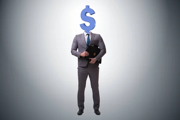 Бізнесмен зі знаком долара замість голови — стокове фото