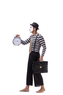 Zaman yönetimi kavramı beyaz arka plan üzerinde izole mim 