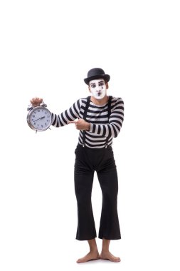 Zaman yönetimi kavramı beyaz arka plan üzerinde izole mim 