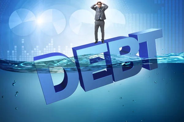 Empresário no conceito de negócio da dívida — Fotografia de Stock