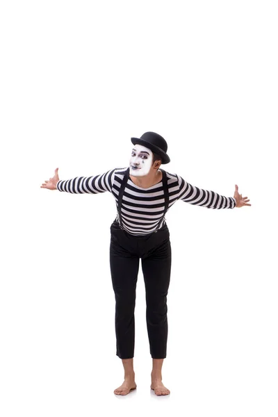 Jeune mime isolé sur fond blanc — Photo