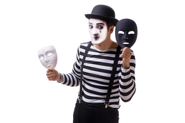 Pantomima s maskami izolovaných na bílém pozadí — Stock fotografie