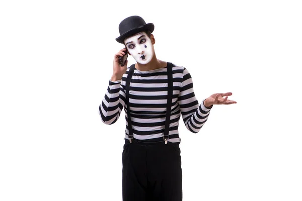 흰색 배경에 고립 전화 mime — 스톡 사진
