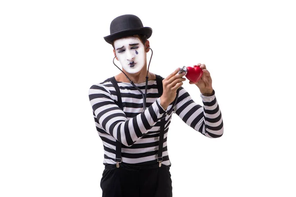 Mime mit Stethoskop isoliert auf weißem Hintergrund — Stockfoto