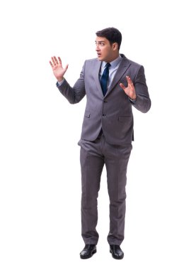 Beyaz zemin üzerinde izole iş adamı