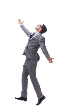 Beyaz zemin üzerinde izole iş adamı