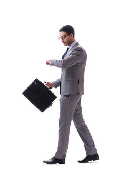 Hombre de negocios con maletín aislado en blanco —  Fotos de Stock