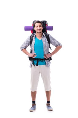 Büyük sırt çantalı sırt çantası beyaz üzerinde izole