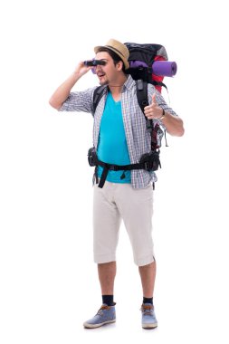 Büyük sırt çantalı sırt çantası beyaz üzerinde izole