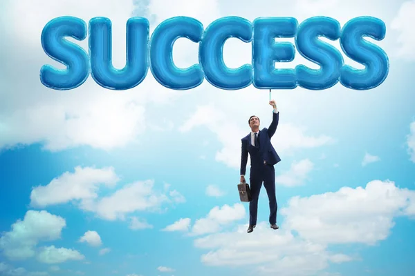 Affärsman som flyger i framgångskoncept — Stockfoto