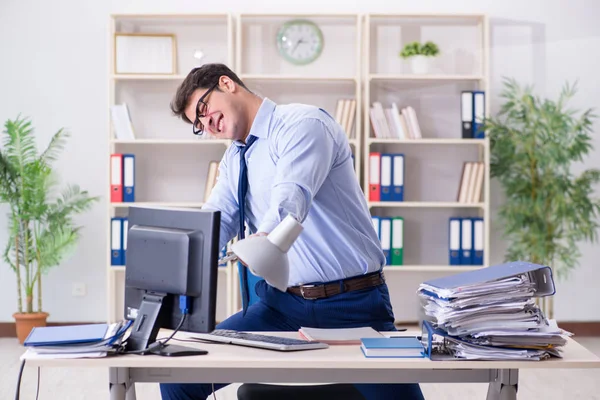 Angry businessman frustrated with too much work — Stock Photo, Image