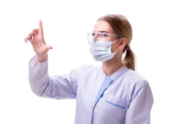 Jovem médico isolado no fundo branco — Fotografia de Stock