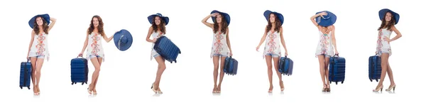 Vrouw die zich voorbereidt op reizen op zomervakantie — Stockfoto