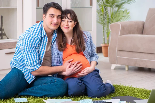 Familia joven en concepto de planificación presupuestaria —  Fotos de Stock