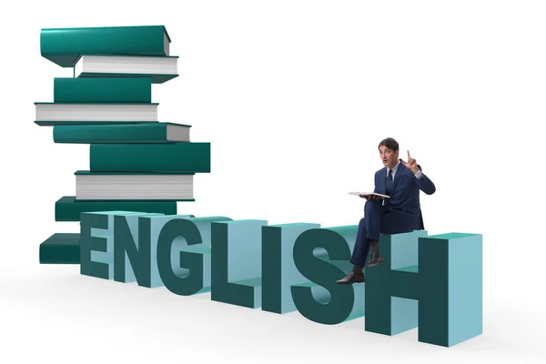 Uomo d'affari in inglese concetto di formazione linguistica — Foto Stock