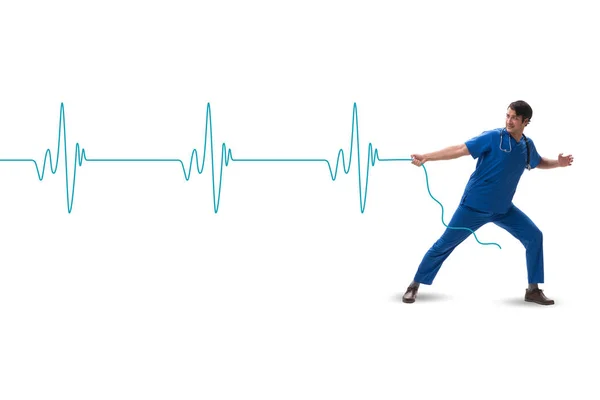 Cardiologo nel concetto di telemedicina con battito cardiaco — Foto Stock