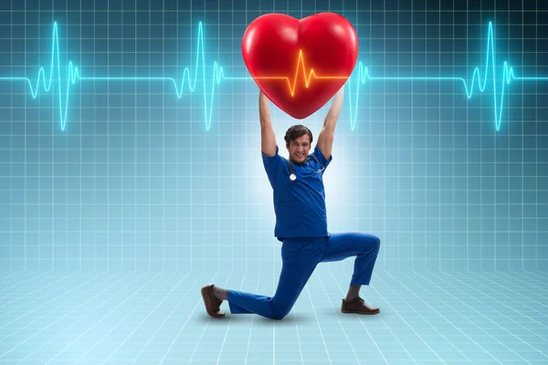 Man doctor in cardiologie telegeneeskunde concept — Stockfoto