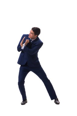 Genç işadamı beyaz arka planda izole edilmiş 