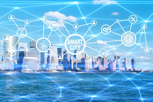 Concepto de ciudad inteligente e internet de las cosas —  Fotos de Stock