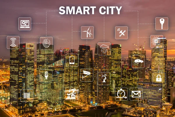 Concepto de ciudad inteligente e internet de las cosas —  Fotos de Stock