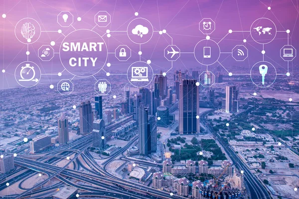 Concepto de ciudad inteligente e internet de las cosas —  Fotos de Stock