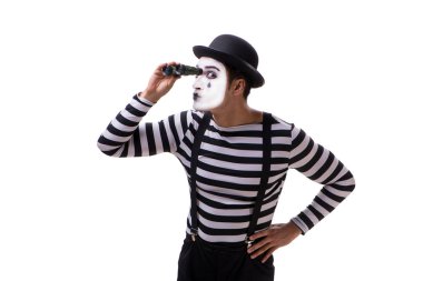 Beyaz arka plan üzerinde izole dürbün ile mim