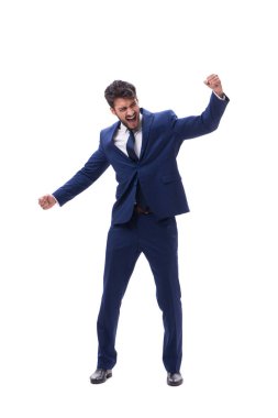 Genç işadamı beyaz arka planda izole edilmiş. 