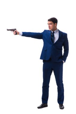 Beyaz zemin üzerinde izole iş adamı