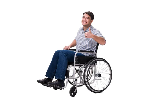 Człowiek Wózku Inwalidzkim Białym Tle — Zdjęcie stockowe