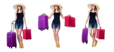 yaz tatili için hazırlık suitacases olan kadın