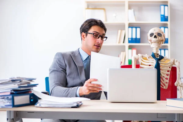 Businessman Working Skeleton Office — Stock Photo, Image