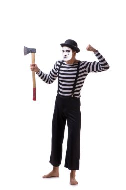 Beyaz arkaplanda baltalı pandomim