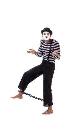 MIME ayaklarıyla izole üzerinde beyaz zincirli