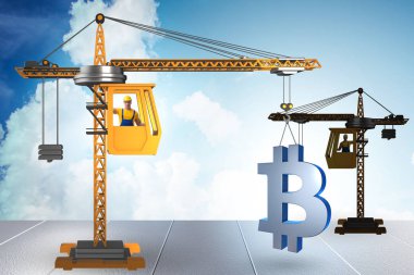 İnşaat Vinç kaldırma bitcoin cryptocurrency kavram