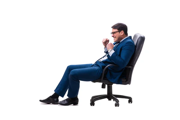 Empresario sentado en silla aislado en blanco — Foto de Stock