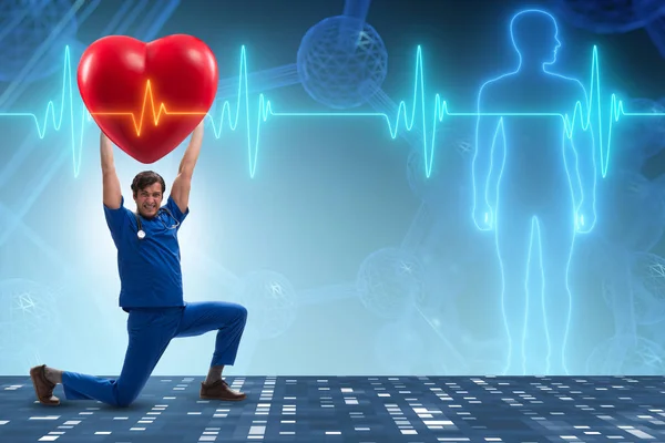 Homem médico em cardiologia conceito telemedicina — Fotografia de Stock
