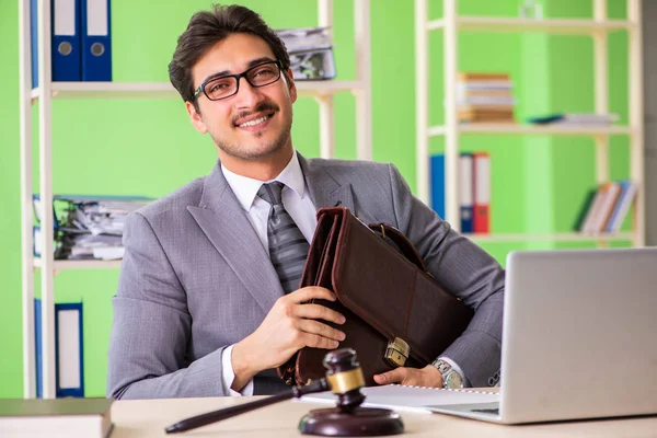 Mladý pohledný právník pracující v kanceláři — Stock fotografie