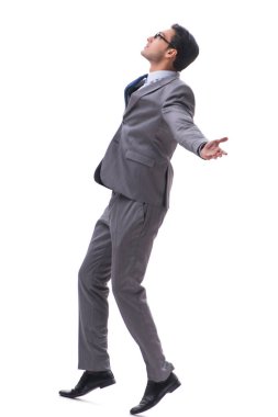 Beyaz zemin üzerinde izole iş adamı