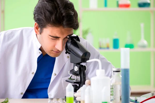 Jeune chimiste biotechnicien travaillant en laboratoire — Photo