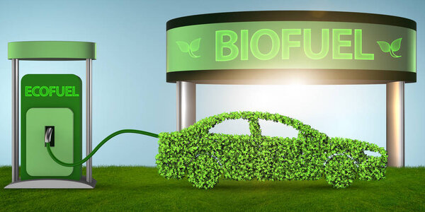 Car powered by biofuel - 3d rendering