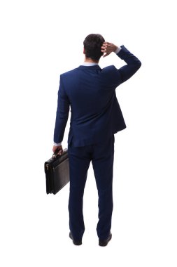 Genç işadamı beyaz arka planda izole edilmiş 