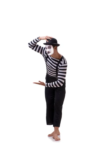 Jeune mime isolé sur fond blanc — Photo