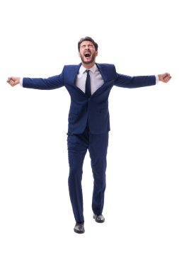 Genç işadamı beyaz arka planda izole edilmiş. 