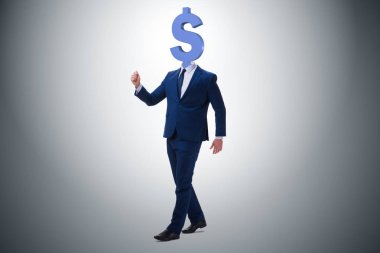 Kafası yerine dolar işareti olan bir iş adamı.