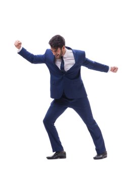 Genç işadamı beyaz arka planda izole edilmiş. 