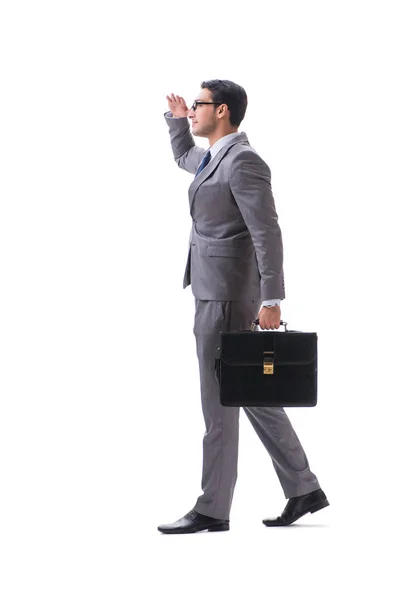 Hombre de negocios con maletín aislado en blanco —  Fotos de Stock