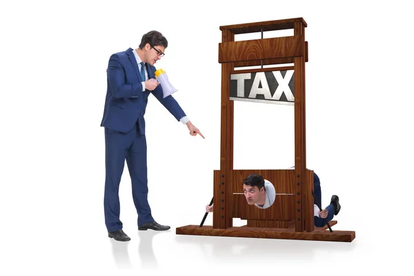 Affärsman i tunga höga skatter affärsidé — Stockfoto