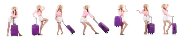 Kvinna som förbereder sig för resor på sommarsemester — Stockfoto