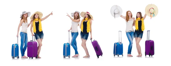 흰색으로 고립 된 여름 방학을 보내는 여성들 — 스톡 사진