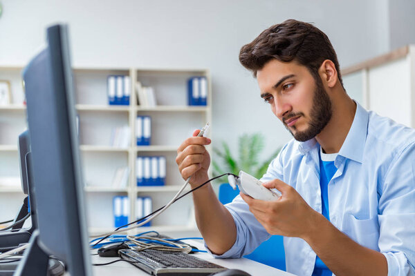 Frustrated young man due to weak internet reception